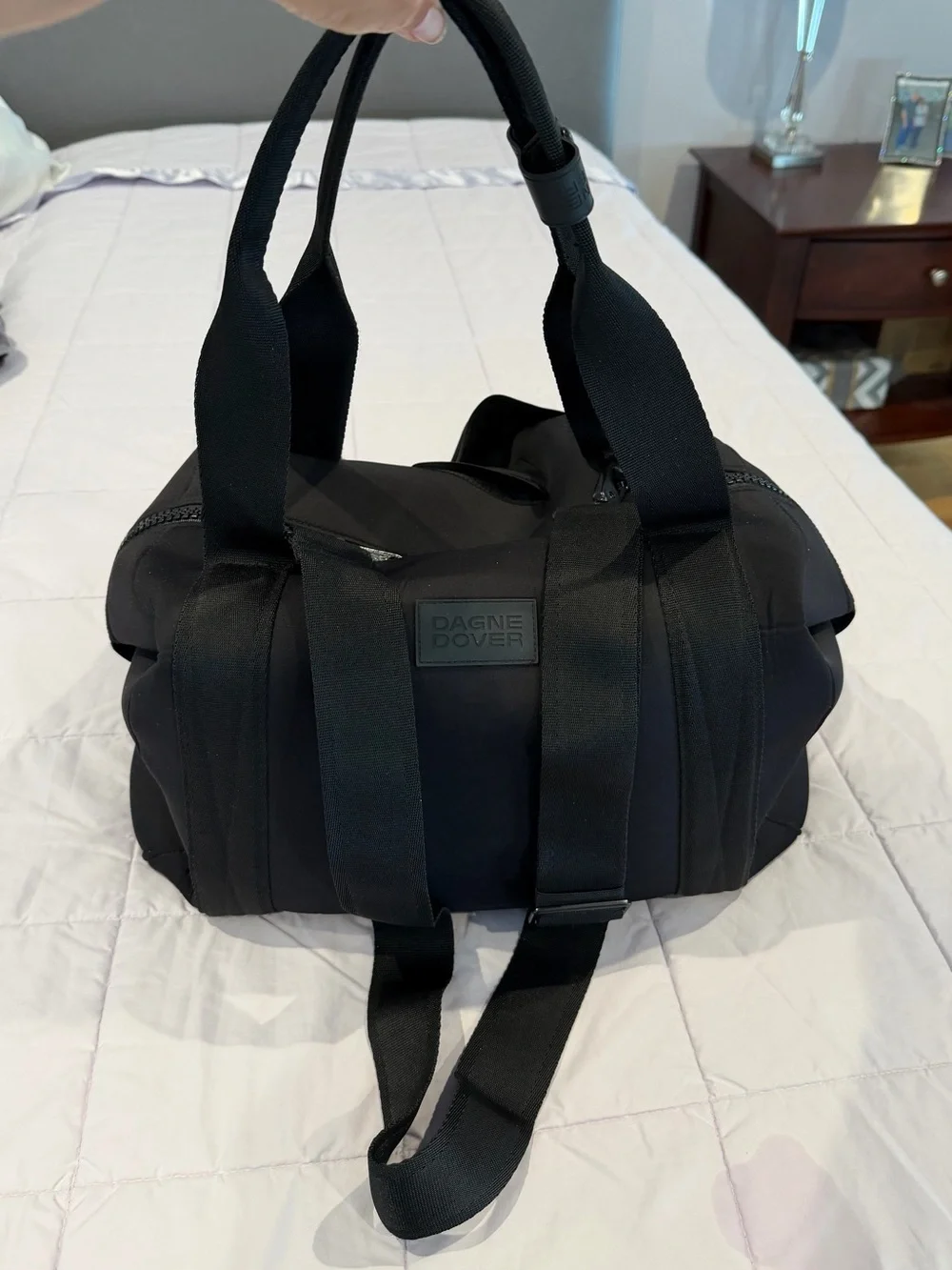Dagne Dover Black Neoprene Duffel Travel Bag